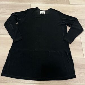 Flax Black Long Sleeve Side Slit Tunic Top Size M